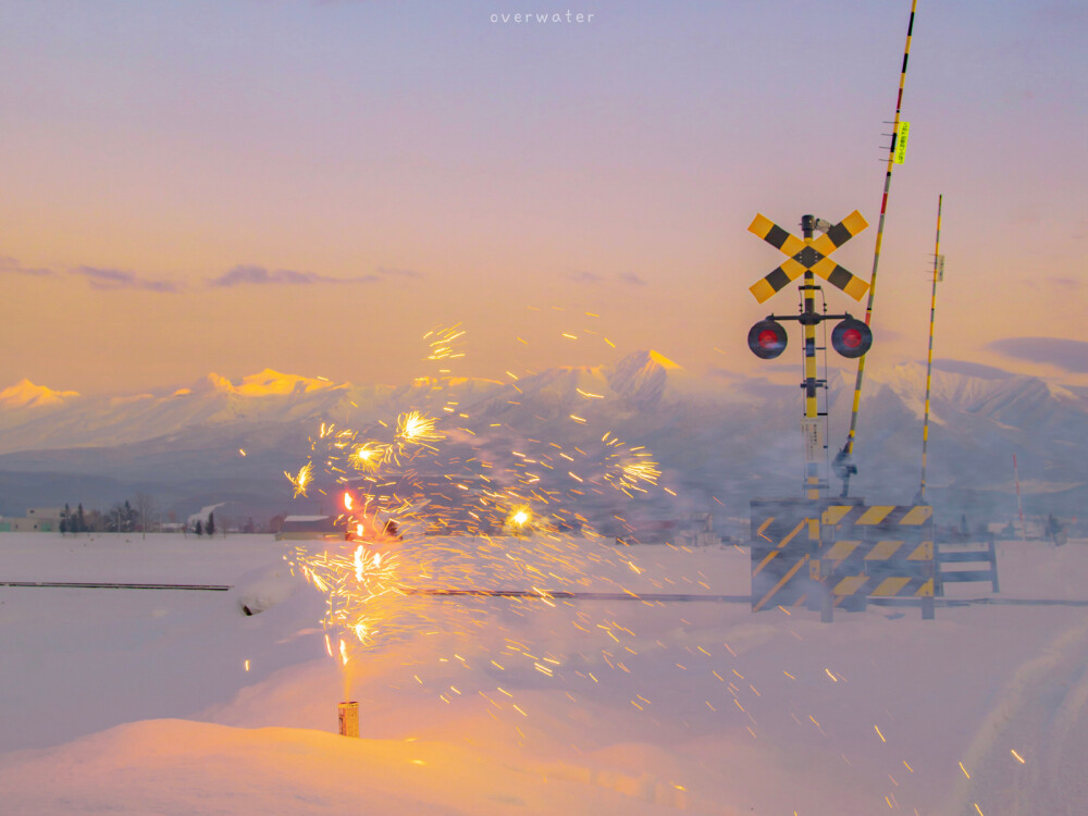 冬日花火 雪景 背景图