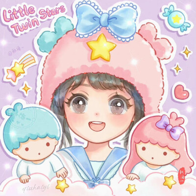 三丽鸥毛绒小帽子，甜蜜可爱闺蜜头像
画师:秋海一