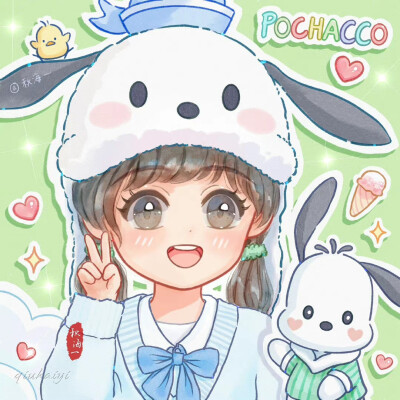 三丽鸥毛绒小帽子，甜蜜可爱闺蜜头像
画师:秋海一