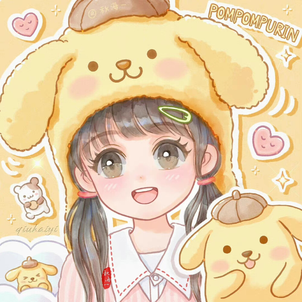 三丽鸥毛绒小帽子，甜蜜可爱闺蜜头像
画师:秋海一