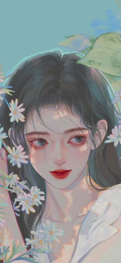 唯美 清新 插画 少女