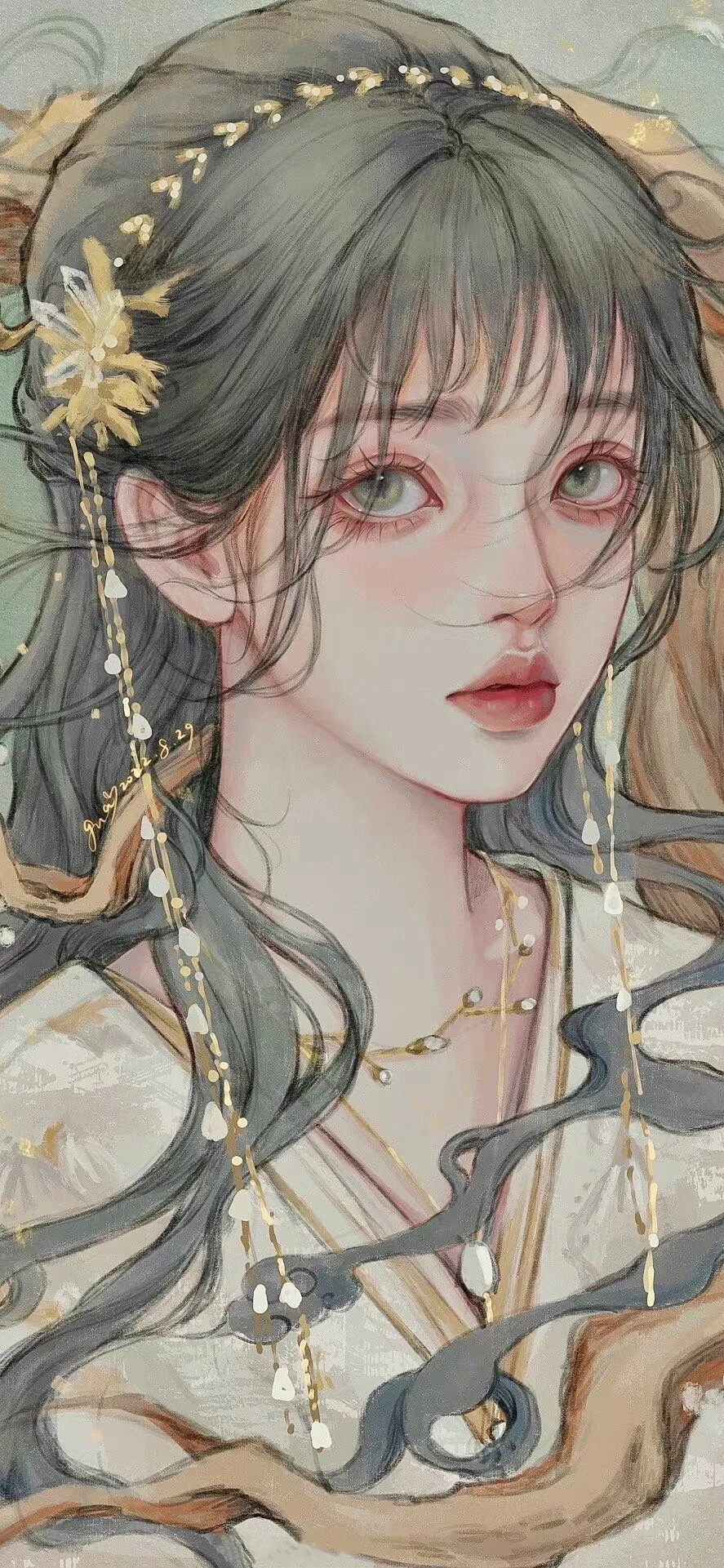 唯美 清新 插画 少女