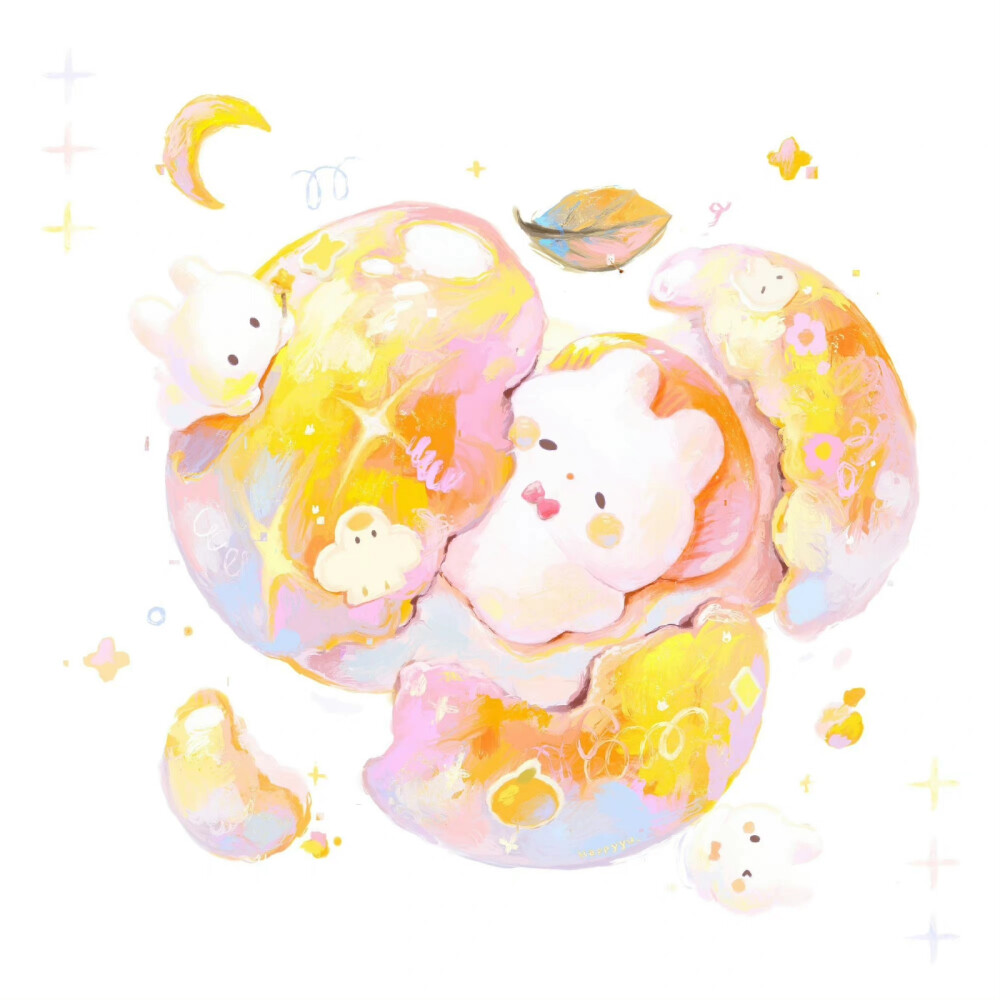 一组治愈系列的甜品插画
Twi:happyyu