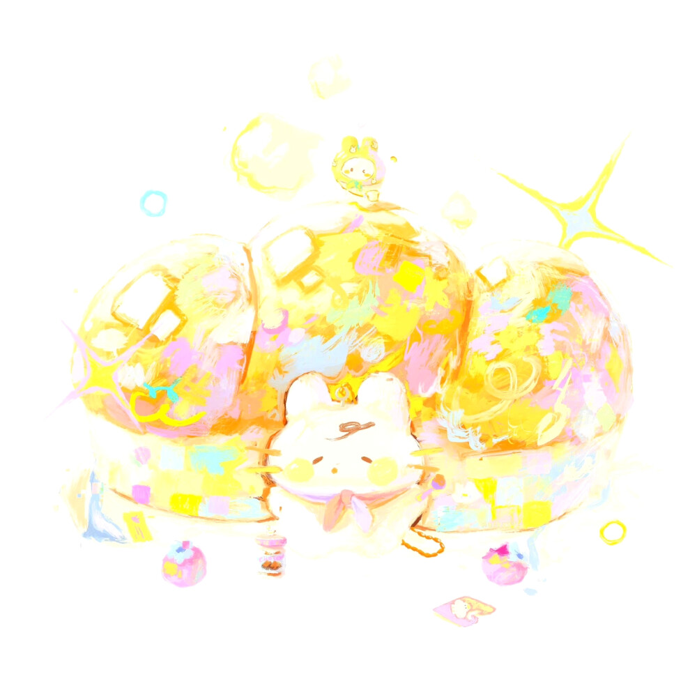 一组治愈系列的甜品插画
Twi:happyyu