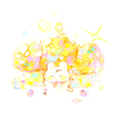 一组治愈系列的甜品插画
Twi:happyyu