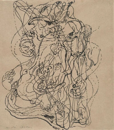 安德烈·马松（André Masson）《自动绘画》（Automatic Drawing），纸本墨水，23.5×20.6cm，1924年