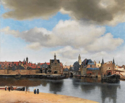 维米尔《View of Delft》，布面油画，96.5×117.5cm，约1660-1661年，莫瑞泰斯皇家美术馆藏