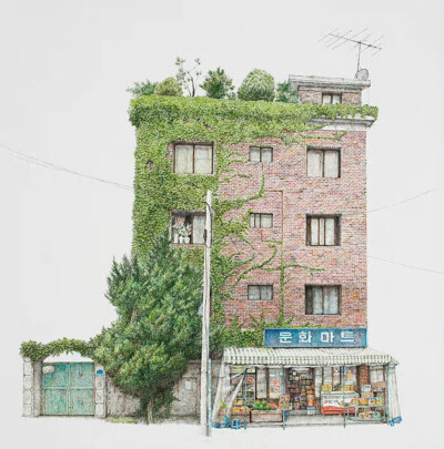 房屋插画，来自Me Kyeoung Lee