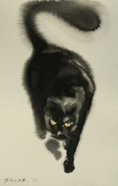 Endre Penovác——水墨黑猫
