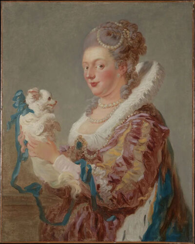 Jean-Honoré Fragonard《A Woman with a Dog》，布面油画，81.3×65.4cm，约1769年，现藏于大都会艺术博物馆。