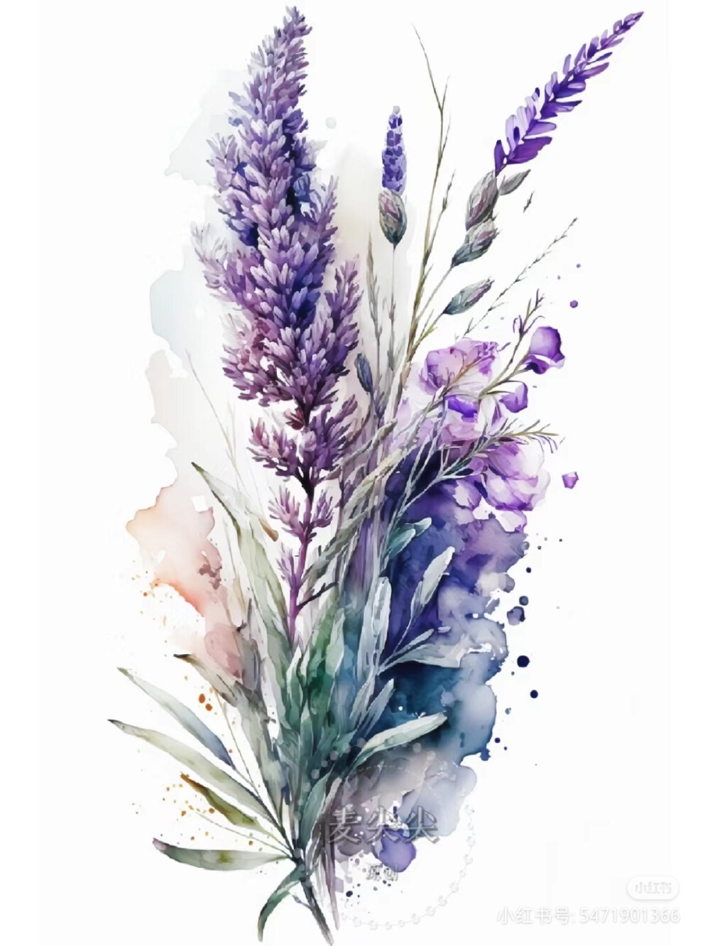 水彩花草