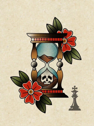 转自“纹身手稿”app，old school元素，骷髅蝙蝠蛇沙漏ufo