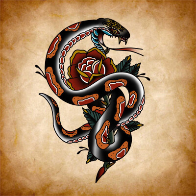 转自“纹身手稿”app，old school元素，骷髅蝙蝠蛇沙漏ufo