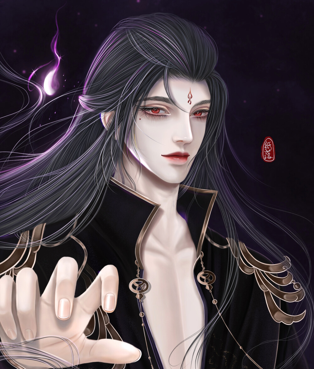 纸落插画，古风美男插画图片，古风插画