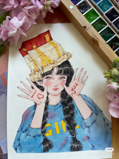 水彩少女 江公子作品