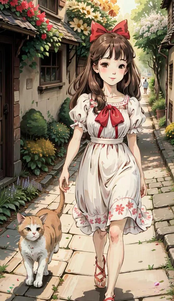 女孩与猫