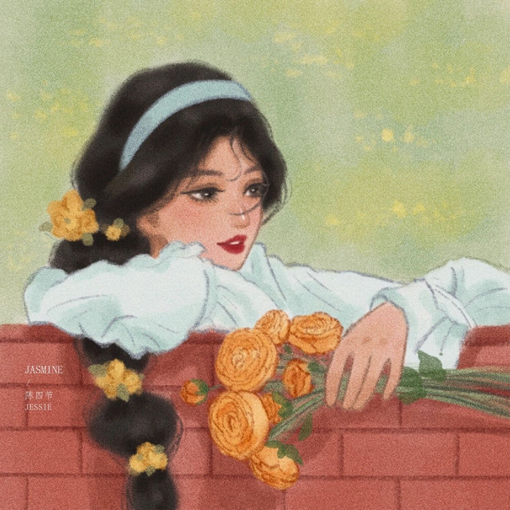 迪士尼公主们与花