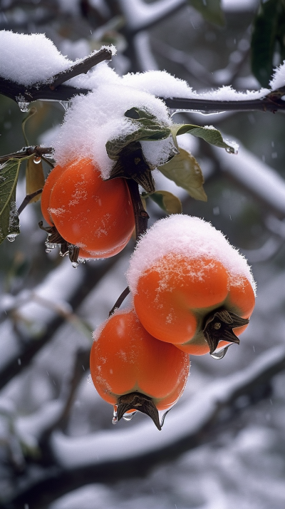 冬雪的柿子