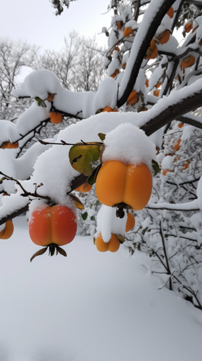 冬雪的柿子