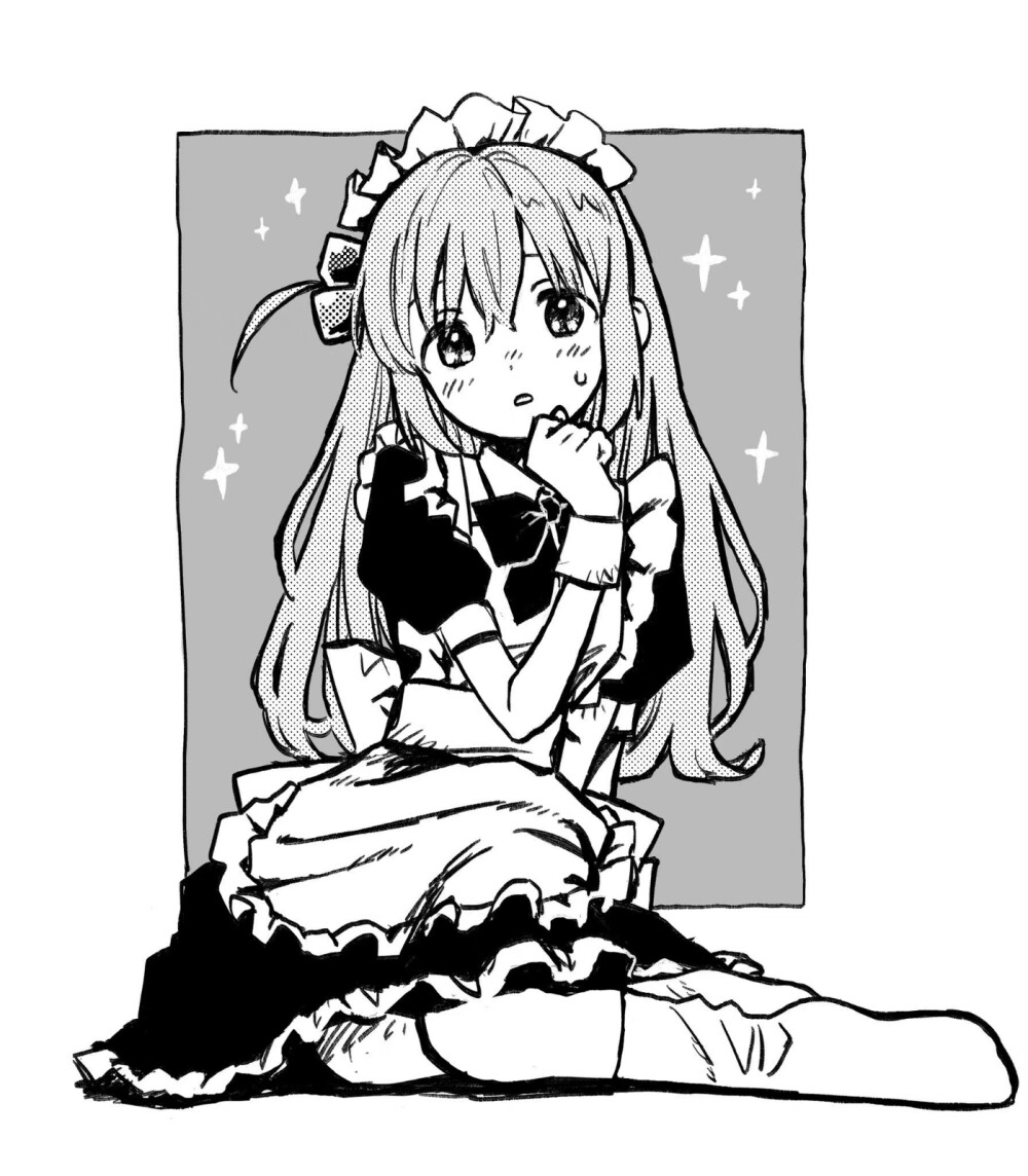 简约黑白可爱少女｜插画师twi：k_z_i_t_ ​​​