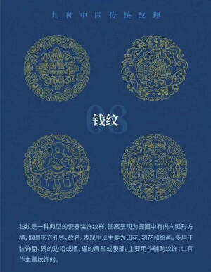 中国传统纹样，指的是由历代沿传下来的具有独特民族艺术风格的图案。主源于原始社会的彩陶图案，已有6000～7000年的历史。可分为原始社会图案、古典图案、民间和民俗图案、少数民族图案。