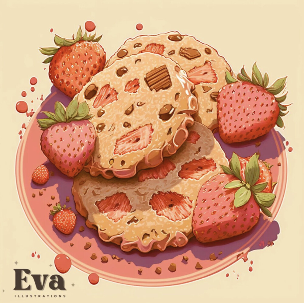 Eva的烘培店#粉红草莓甜点封面图
ins：evaa.illustrations