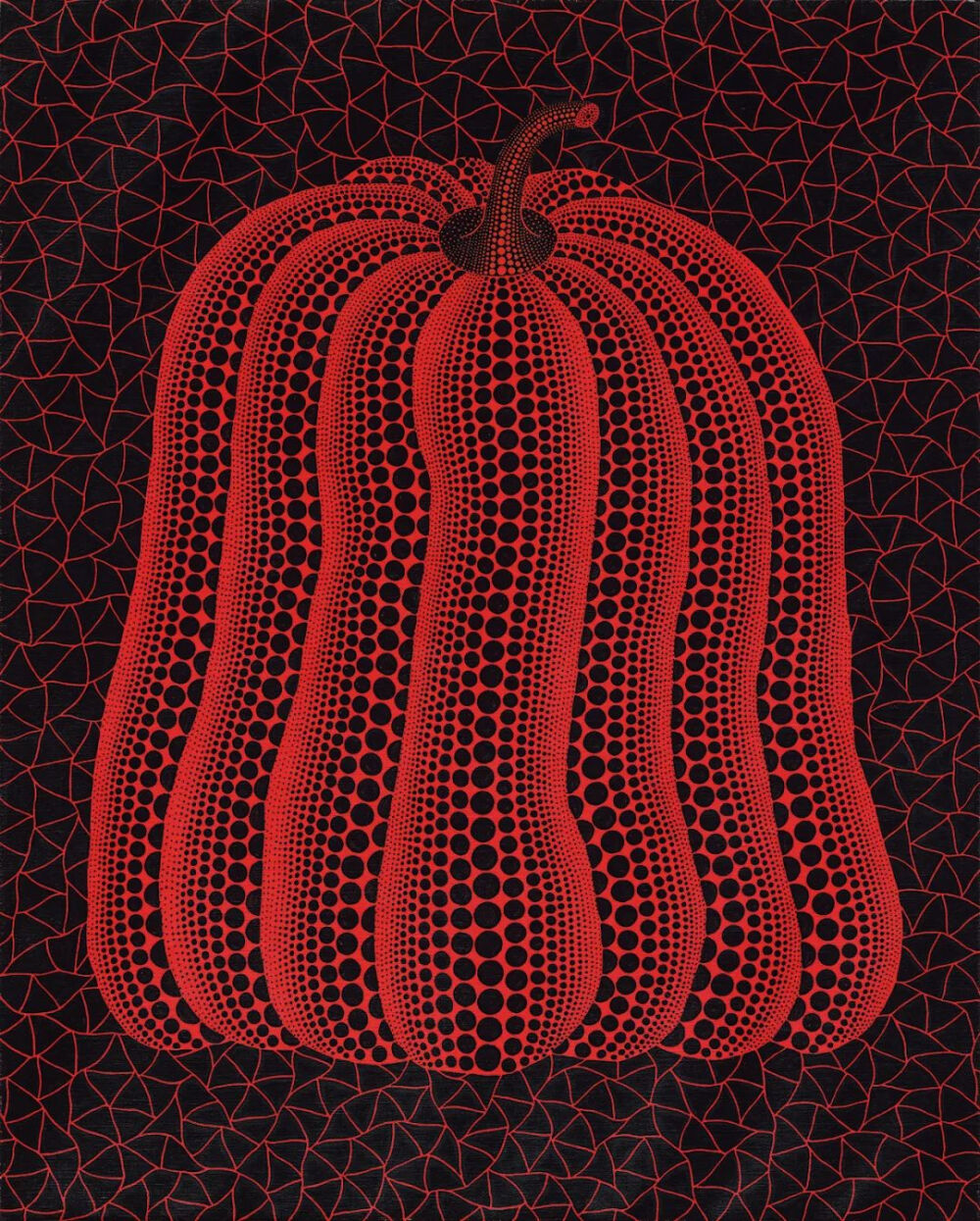 草间弥生《南瓜》，亚克力画布，91.5×73.2cm，2005年，估价：2500万-3500万港元