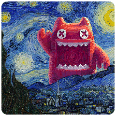 【魔鬼猫表情-星空猫】#GIF 动图 名画 梵高 星空 油画 IP 动漫 魔性 斗图 zombiescat