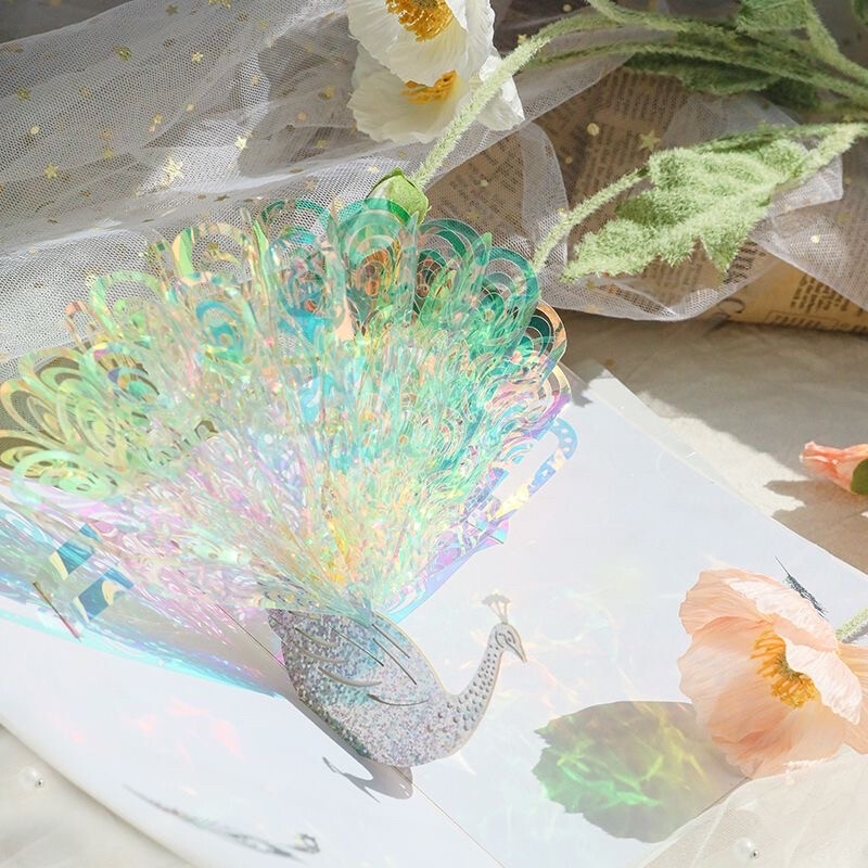 3d立体贺卡孔雀开屏