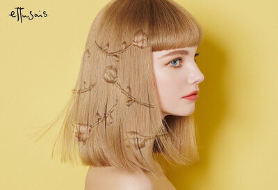 吉田ユニ twi y_u_n_i_c_h_a_n ettusais 2023 Spring Collection－Flowery Layared－春らしいお花のモチーフで型を作り、実際に髪に型押しして花柄のヘアを作ってま