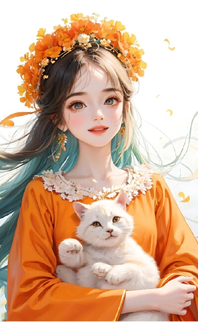 插画女头像壁纸##橙色阳光少女
