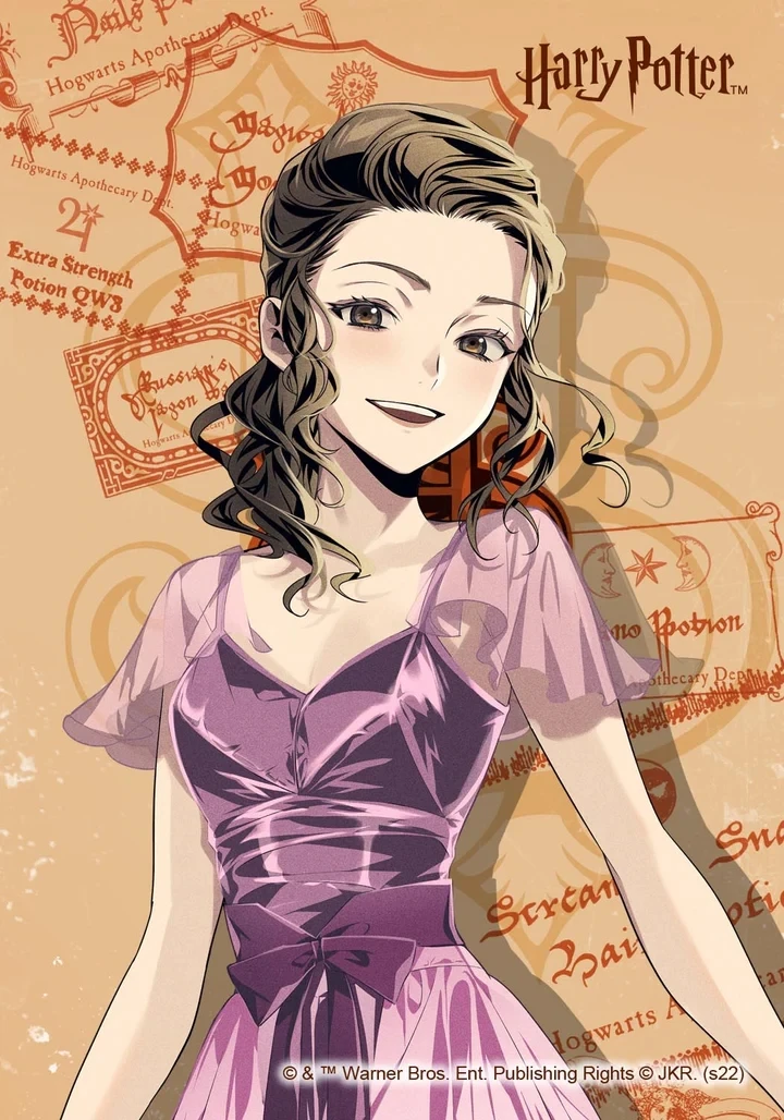 hp 赫敏格兰杰 火焰杯圣诞舞会 动漫风作