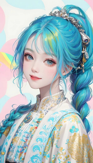 AI动漫头  ☞美少女五彩头发，适合整个夏天。