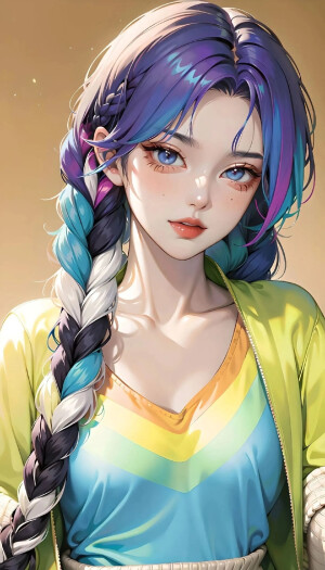 AI动漫头  ☞美少女五彩头发，适合整个夏天。