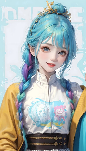 AI动漫头  ☞美少女五彩头发，适合整个夏天。