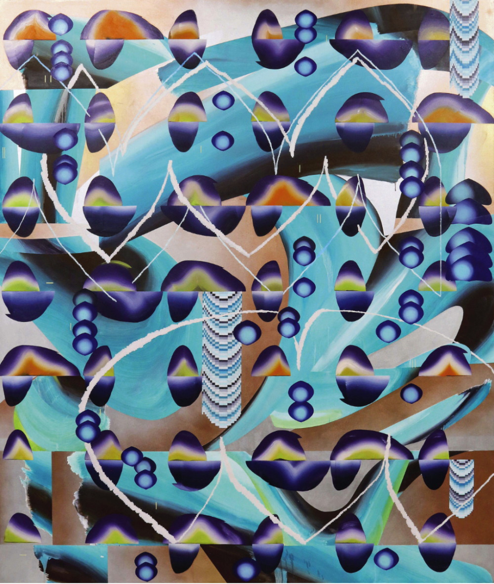 张月薇《制图师的梦》，布面油画、丙烯，210×180cm，2018年，成交价：92万元人民币