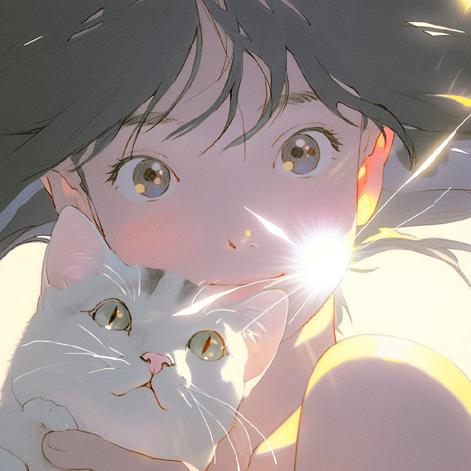 治愈猫猫少女头像
cr:鱼柒文（xhs）
