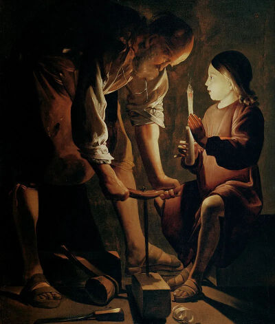 乔治·德·拉·图尔《木匠圣约瑟》（Joseph the Carpenter），布面油画，130×100cm，1642年，2014年展出于“名馆·名家·名作——纪念中法建交五十周年特展”。