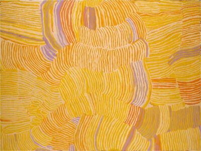 马金蒂·纳帕昂卡（Makinti Napanangka）《Lupulnga》，布面油画，183×244cm，2003年，2022年于苏富比以21.4万美元成交