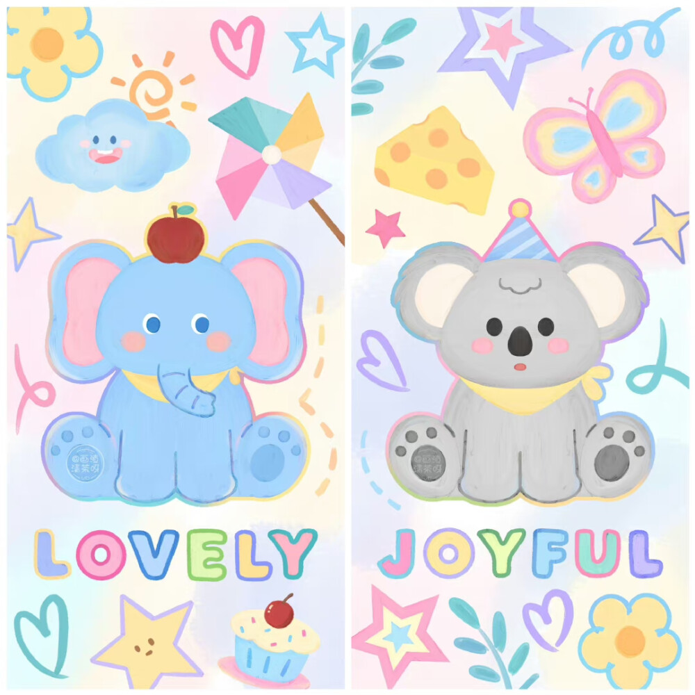 彩色涂鸦小动物