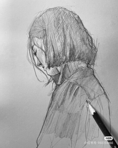 线条感人物速写，不知道谁画的，若侵删