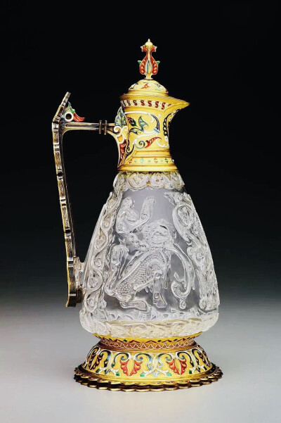 达拉斯艺术博物馆借展1845年出品黄金修饰珐琅水晶壶