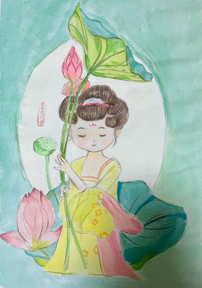 古风动漫人物总结：
本节课同学们临创了一幅动漫人物作品。
课程开始带领同学们了解古风分镜插画，巩固了人物动态及表情，构图合理，学习了水彩工具的应用，叠加了彩铅去表现人物及背景，画面整体氛围…