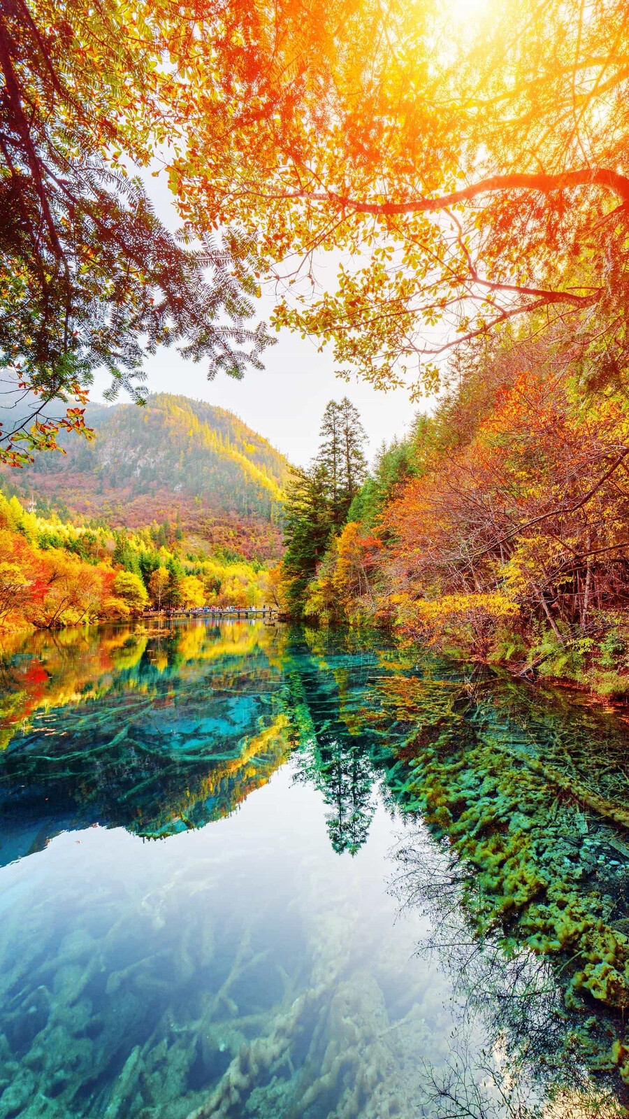 “童话世界”九寨沟！高耸的雪山、澄澈的湖泊，风景美不胜收。©时尚盒子