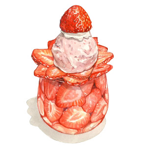 草莓系列美食插画丨画师:KaileneFalls
#插画分享##美食治愈系##少女心##背景图#​