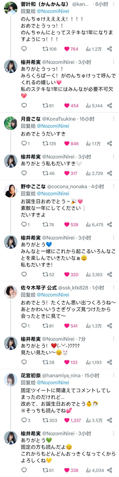 日野下花帆的声优榆井希実的生日