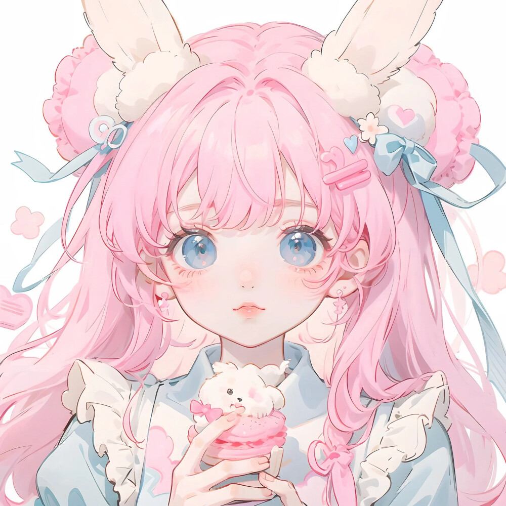 可爱，粉色头发，女头