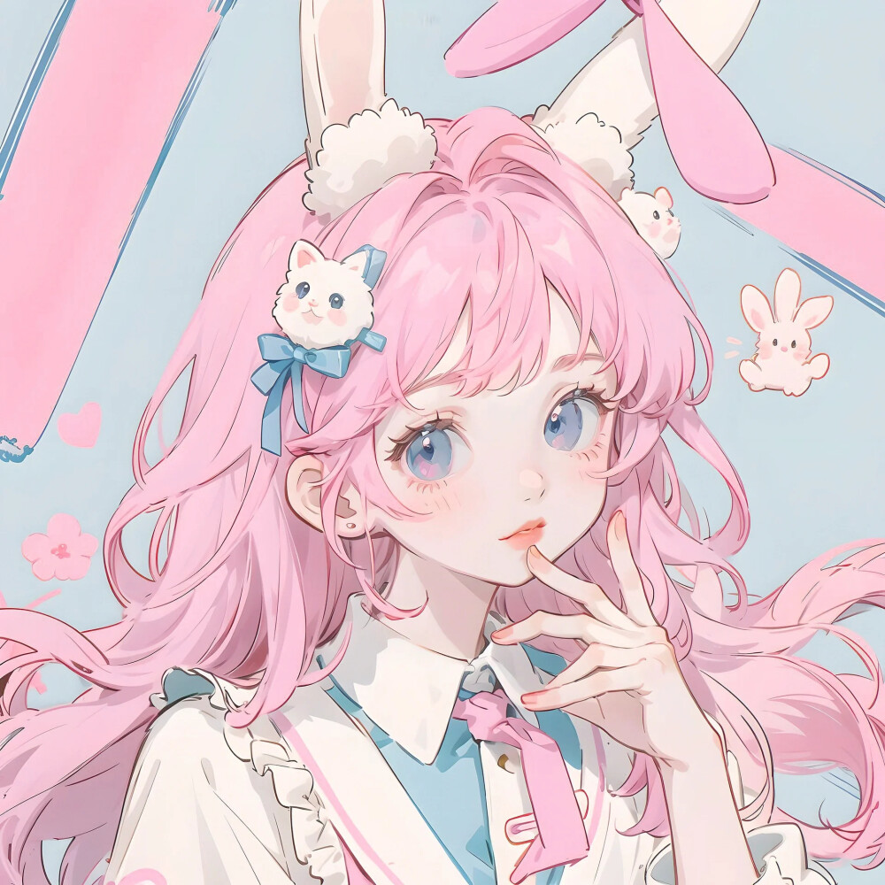 可爱，粉色头发，女头