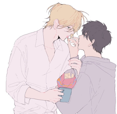 #banana fish# 亚修&英二在平行世界的温馨日常[给你小心心]
twi：_a_co_pi_ ​​​