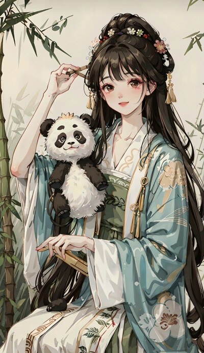 古风，熊猫，竹子